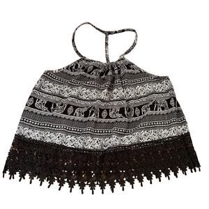 L.A Hearts Black & White Crochet Trim Y-Back Tank